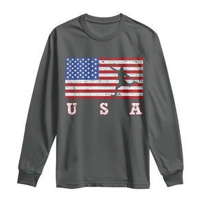 Patriotic Soccer Long Sleeve Shirt USA American Flag Team TS11 Dark Heather Print Your Wear