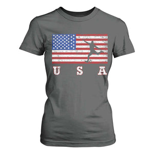 Patriotic Soccer T Shirt For Women USA American Flag Team TS11 Dark Heather Print Your Wear