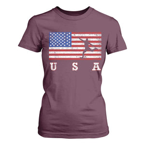 Patriotic Soccer T Shirt For Women USA American Flag Team TS11 Maroon Print Your Wear