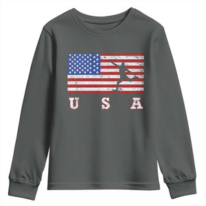 Patriotic Soccer Youth Sweatshirt USA American Flag Team TS11 Dark Heather Print Your Wear