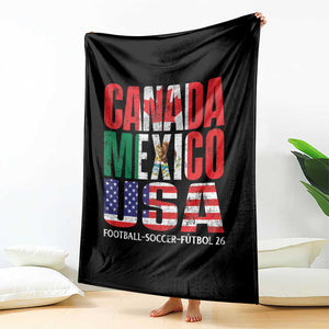 Soccer Lover Throw Blanket Canada Mexico USA Pride Football Futbol 2026 TS11 Print Your Wear