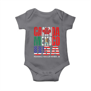 Soccer Lover Baby Onesie Canada Mexico USA Pride Football Futbol 2026 TS11 Charcoal Print Your Wear