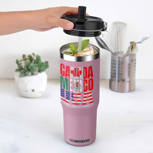Soccer Lover Flip Straw Tumbler Canada Mexico USA Pride Football Futbol 2026 TS11 One Size: 30 oz Light Pink Print Your Wear
