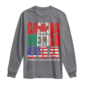 Soccer Lover Long Sleeve Shirt Canada Mexico USA Pride Football Futbol 2026 TS11 Charcoal Print Your Wear