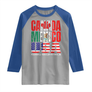 Soccer Lover Raglan Shirt Canada Mexico USA Pride Football Futbol 2026 TS11 Sport Gray Royal Print Your Wear