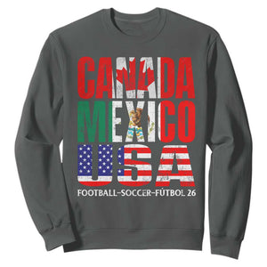 Soccer Lover Sweatshirt Canada Mexico USA Pride Football Futbol 2026 TS11 Dark Heather Print Your Wear