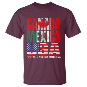 Soccer Lover T Shirt Canada Mexico USA Pride Football Futbol 2026 TS11 Maroon Print Your Wear