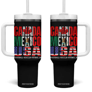 Soccer Lover Tumbler With Handle Canada Mexico USA Pride Football Futbol 2026 TS11 One Size: 40 oz Black Print Your Wear
