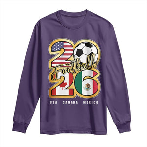 Soccer Football Lover Long Sleeve Shirt USA Canada Mexico Pride 2026 TS11 Purple Print Your Wear