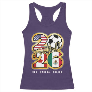 Soccer Football Lover Racerback Tank Top USA Canada Mexico Pride 2026 TS11 Purple Print Your Wear