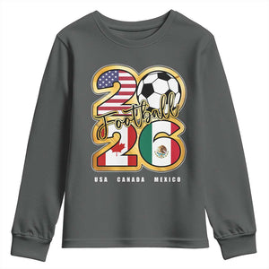 Soccer Football Lover Youth Sweatshirt USA Canada Mexico Pride 2026 TS11 Dark Heather Print Your Wear