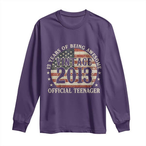 13th Birthday 2026 Long Sleeve Shirt Vintage 2013 Official Teenager 13 Years Of Being Awesome TS11 Purple Print Your Wear