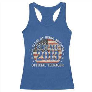13th Birthday 2026 Racerback Tank Top Vintage 2013 Official Teenager 13 Years Of Being Awesome TS11 Royal Blue Print Your Wear