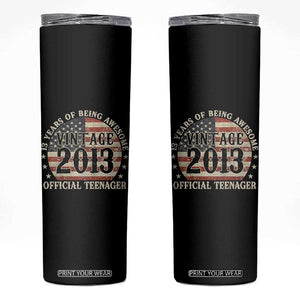13th Birthday 2026 Skinny Tumbler Vintage 2013 Official Teenager 13 Years Of Being Awesome TS11 Black Print Your Wear