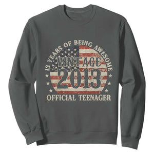 13th Birthday 2026 Sweatshirt Vintage 2013 Official Teenager 13 Years Of Being Awesome TS11 Dark Heather Print Your Wear