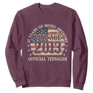13th Birthday 2026 Sweatshirt Vintage 2013 Official Teenager 13 Years Of Being Awesome TS11 Maroon Print Your Wear