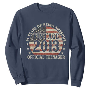 13th Birthday 2026 Sweatshirt Vintage 2013 Official Teenager 13 Years Of Being Awesome TS11 Navy Print Your Wear