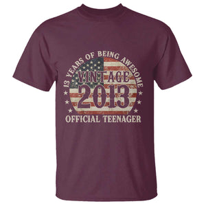 13th Birthday 2026 T Shirt Vintage 2013 Official Teenager 13 Years Of Being Awesome TS11 Maroon Print Your Wear