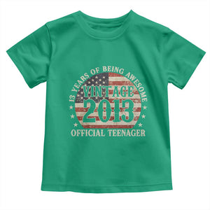 13th Birthday 2026 Toddler T Shirt Vintage 2013 Official Teenager 13 Years Of Being Awesome TS11 Irish Green Print Your Wear