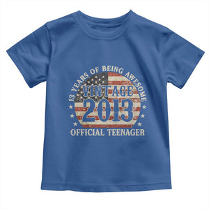 13th Birthday 2026 Toddler T Shirt Vintage 2013 Official Teenager 13 Years Of Being Awesome TS11 Royal Blue Print Your Wear