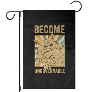 Become Ungovernable Cat Garden Flag Funny Retro Cat Bite Horror Anime TS11 Black Print Your Wear