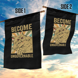 Become Ungovernable Cat Garden Flag Funny Retro Cat Bite Horror Anime TS11 Print Your Wear