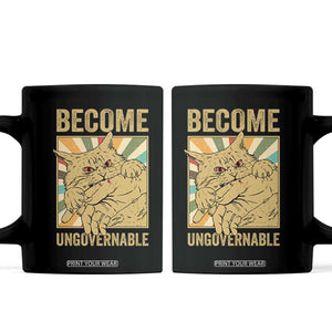 Become Ungovernable Cat Coffee Mug Funny Retro Cat Bite Horror Anime TS11 Black Print Your Wear