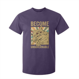 Become Ungovernable Cat T Shirt For Kid Funny Retro Cat Bite Horror Anime TS11 Purple Print Your Wear
