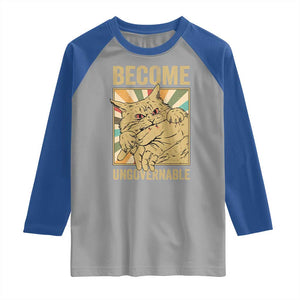 Become Ungovernable Cat Raglan Shirt Funny Retro Cat Bite Horror Anime TS11 Sport Gray Royal Print Your Wear