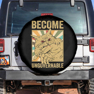 Become Ungovernable Cat Spare Tire Cover Funny Retro Cat Bite Horror Anime TS11 No hole Black Print Your Wear
