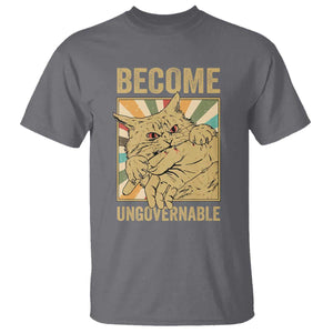 Become Ungovernable Cat T Shirt Funny Retro Cat Bite Horror Anime TS11 Charcoal Print Your Wear