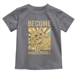 Become Ungovernable Cat Toddler T Shirt Funny Retro Cat Bite Horror Anime TS11 Charcoal Print Your Wear