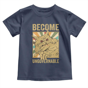 Become Ungovernable Cat Toddler T Shirt Funny Retro Cat Bite Horror Anime TS11 Navy Print Your Wear