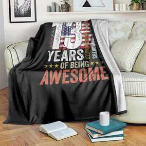 Funny 13th Birthday Throw Blanket 13 Years 156 Months Of Being Awesome American Flag TS11 Print Your Wear