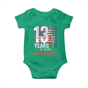Funny 13th Birthday Baby Onesie 13 Years 156 Months Of Being Awesome American Flag TS11 Irish Green Print Your Wear