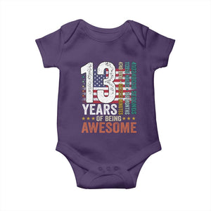 Funny 13th Birthday Baby Onesie 13 Years 156 Months Of Being Awesome American Flag TS11 Purple Print Your Wear