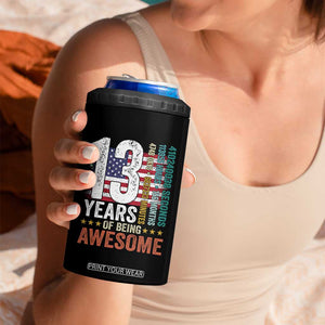 Funny 13th Birthday 4 in 1 Can Cooler Tumbler 13 Years 156 Months Of Being Awesome American Flag TS11 Print Your Wear