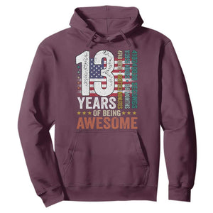 Funny 13th Birthday Hoodie 13 Years 156 Months Of Being Awesome American Flag TS11 Maroon Print Your Wear