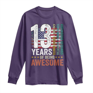 Funny 13th Birthday Long Sleeve Shirt 13 Years 156 Months Of Being Awesome American Flag TS11 Purple Print Your Wear