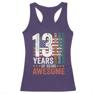Funny 13th Birthday Racerback Tank Top 13 Years 156 Months Of Being Awesome American Flag TS11 Purple Print Your Wear