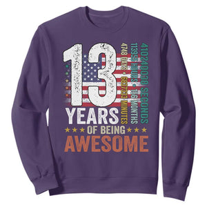 Funny 13th Birthday Sweatshirt 13 Years 156 Months Of Being Awesome American Flag TS11 Purple Print Your Wear