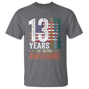 Funny 13th Birthday T Shirt 13 Years 156 Months Of Being Awesome American Flag TS11 Charcoal Print Your Wear