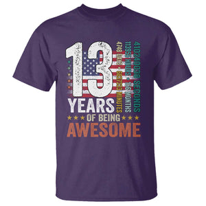 Funny 13th Birthday T Shirt 13 Years 156 Months Of Being Awesome American Flag TS11 Purple Print Your Wear