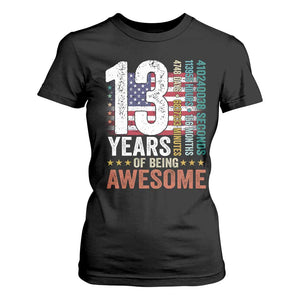 Funny 13th Birthday T Shirt For Women 13 Years 156 Months Of Being Awesome American Flag TS11 Black Print Your Wear