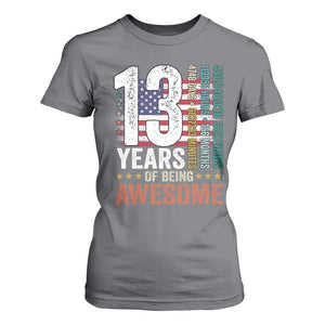 Funny 13th Birthday T Shirt For Women 13 Years 156 Months Of Being Awesome American Flag TS11 Charcoal Print Your Wear