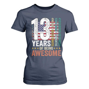 Funny 13th Birthday T Shirt For Women 13 Years 156 Months Of Being Awesome American Flag TS11 Navy Print Your Wear