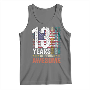 Funny 13th Birthday Tank Top 13 Years 156 Months Of Being Awesome American Flag TS11 Black Heather Print Your Wear