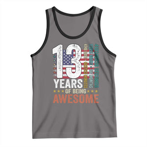 Funny 13th Birthday Tank Top 13 Years 156 Months Of Being Awesome American Flag TS11 Deep Heather Black Print Your Wear