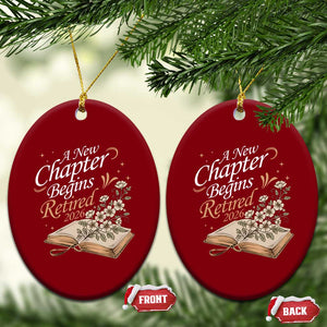 A New Chapter Begins Retired 2026 Ceramic Ornament Retired Teacher Floral Book TS11 Print Your Wear