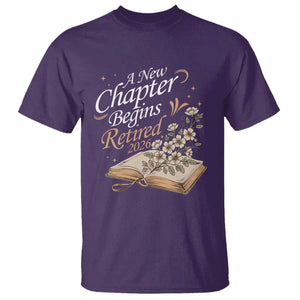 A New Chapter Begins Retired 2026 T Shirt Retired Teacher Floral Book TS11 Purple Print Your Wear